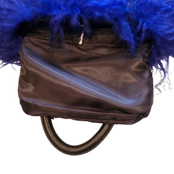 New Blue Mongolian Lamb Fur Hand Bag - Picture 8 of 11